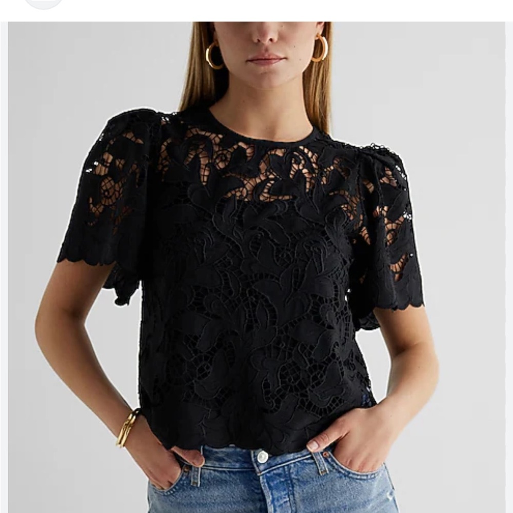 Express Elegant Black Lace Top